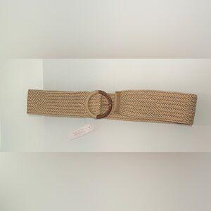 Beige Woven Belt For Women with Buckle